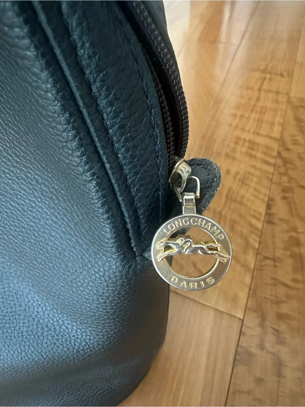 Rare Vintage Longchamp Midnight Navy Leather Briefcase with Double Top Handles